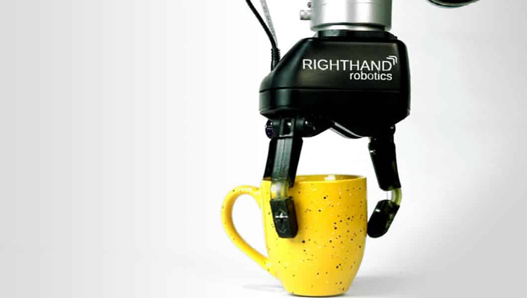 RightHand Robotics's arm picking up a cup