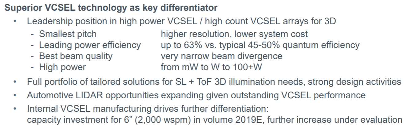 VCSEL technology as a key differentiator to ams