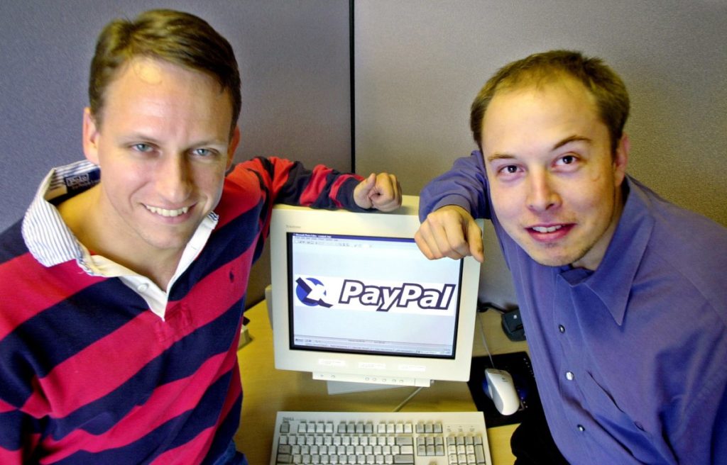 Peter Thiel and Elon Musk looking nerdy as hell
