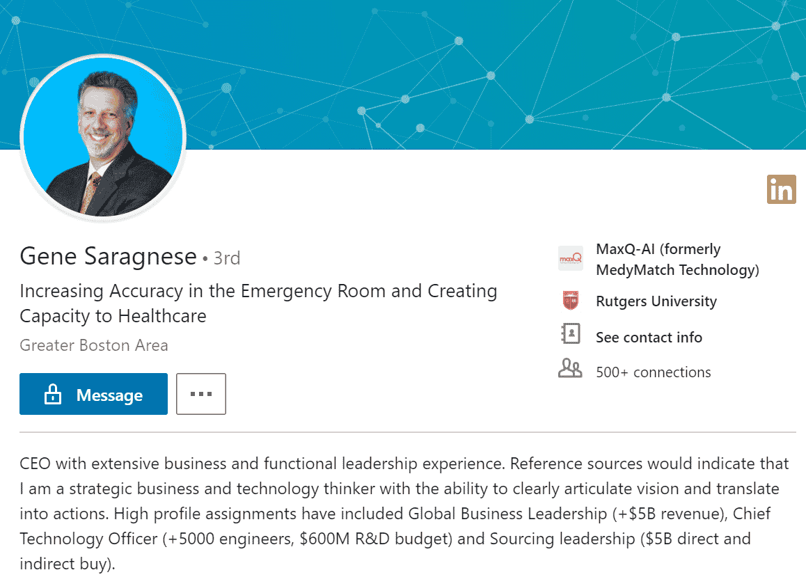 AI Medical Imaging: Mr. Gene Saragnese's LinkedIn profile