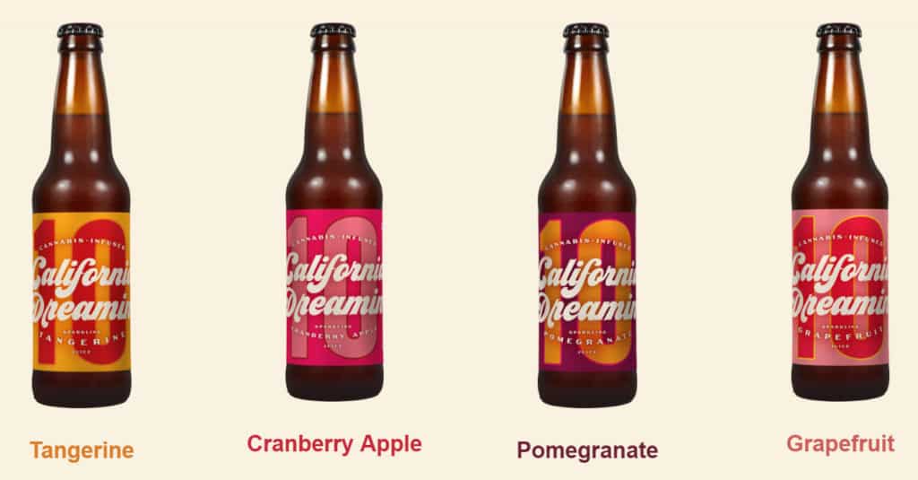 cannabis drinks: The California Dreamin' line of cannabis sodas.