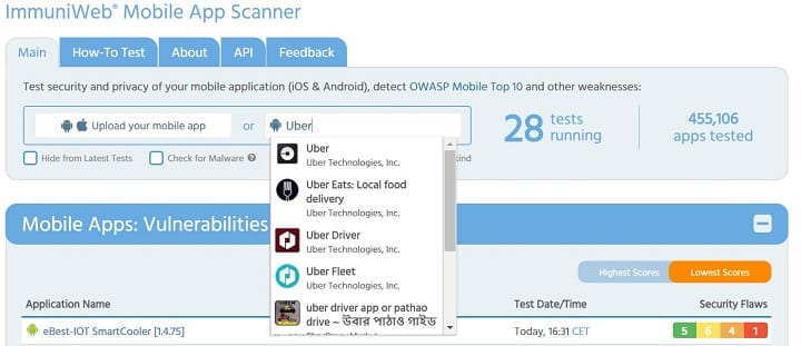 ImmuniWeb Mobile App Scanner