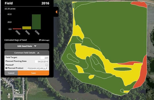 Variable rate seeding example 