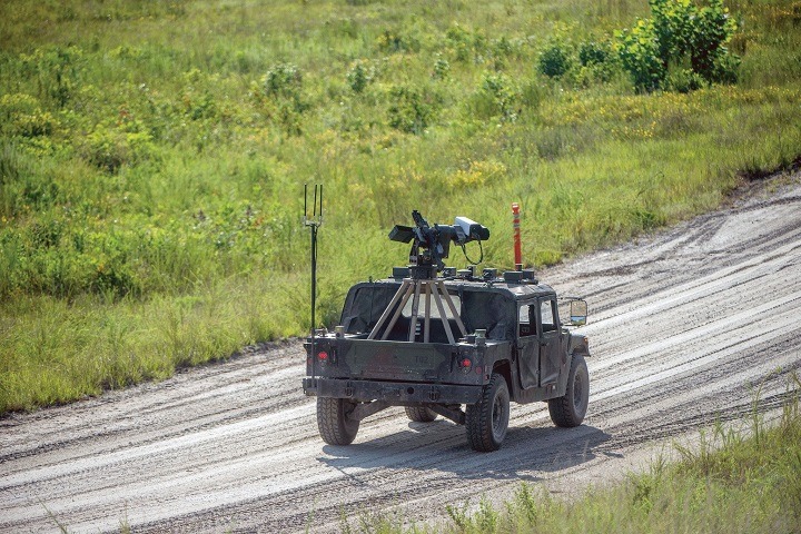 A remotely operated Humvee