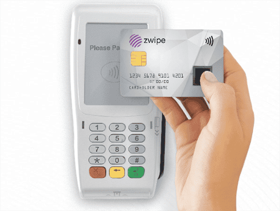 Zwipe biometric payment card.