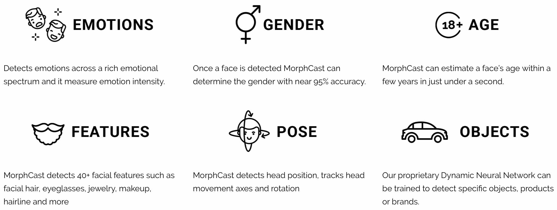 MorphCast's machine vision algorithm can recognize emotions, gender, and age, among others