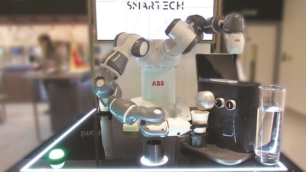 Robot barista YuMi is designed to collaborate with his human co-workers