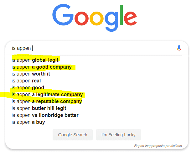 Google searches for Appen