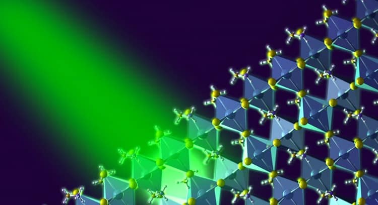 The crystalline perovskite structure is well suited for capturing light.
