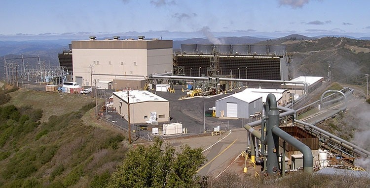 The Geysers geothermal power plant in California.