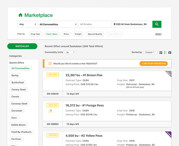 FarmLead sample dashboard interface