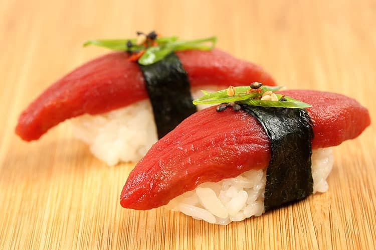 Plant-based tuna sushi.
