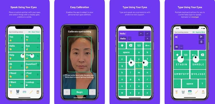 Screenshots of Cognixion app.