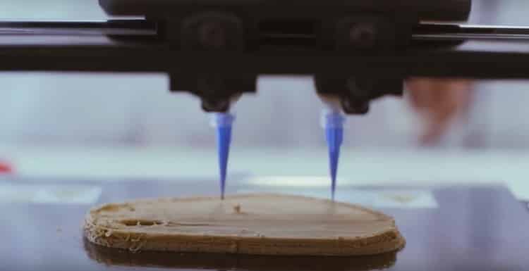 The NovaMeat 3D printer in action.