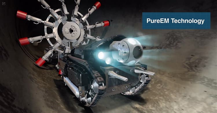 A robotic crawler used to inspect pipeline. 
