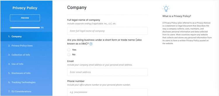 The Termly Privacy Policy generator