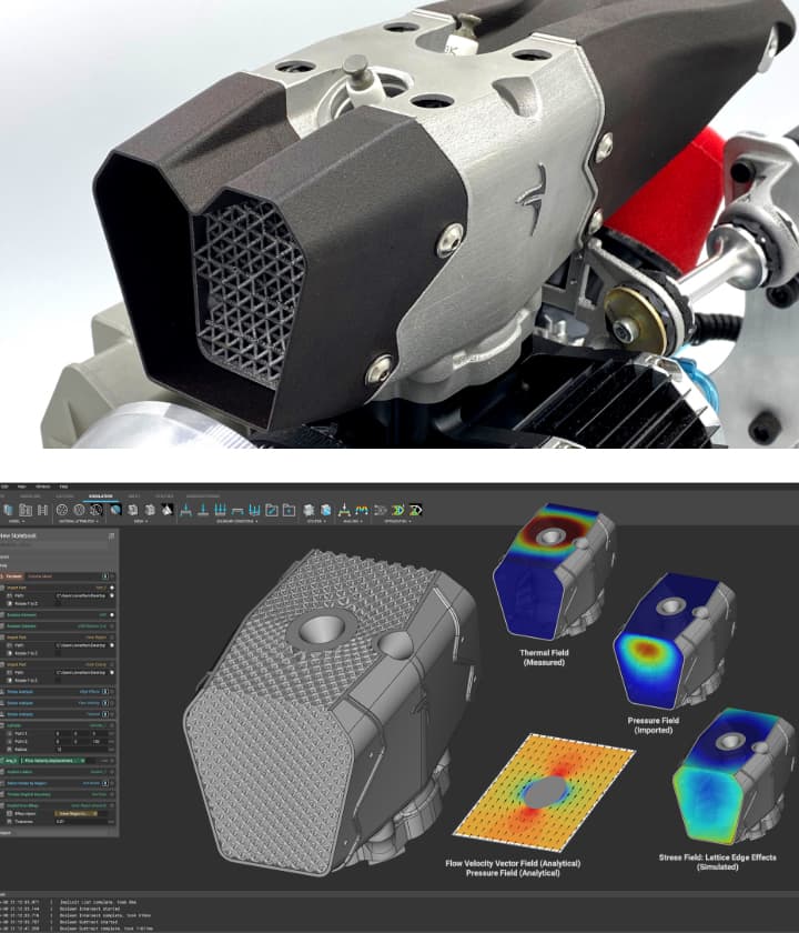 Designing a better engine for 3D printing using nTopology software.