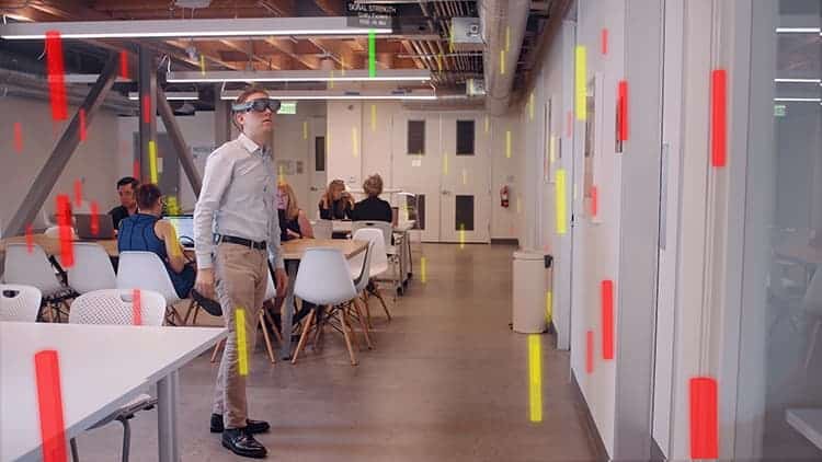 AR data visualization for understanding network connectivity signals.