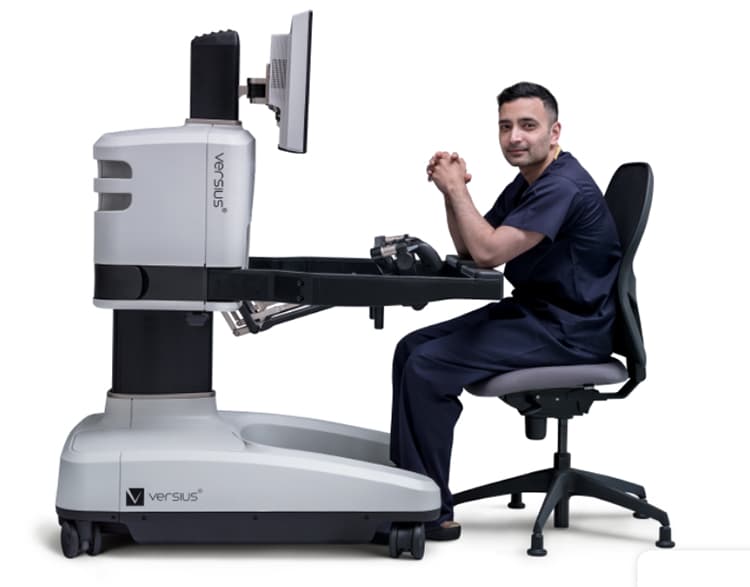 The console for the Versius surgical robotic system.