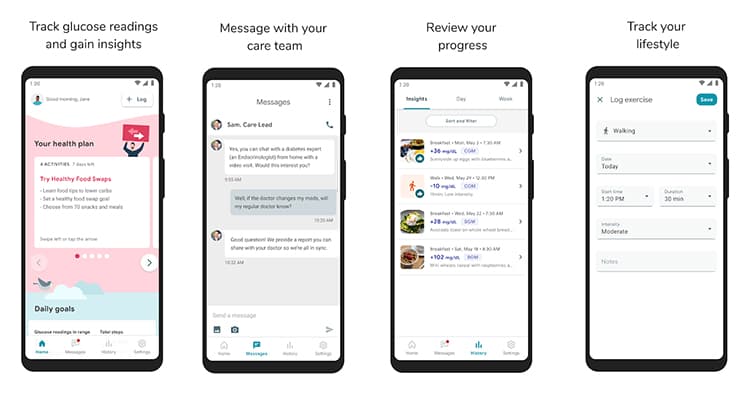 Onduo app screenshots.