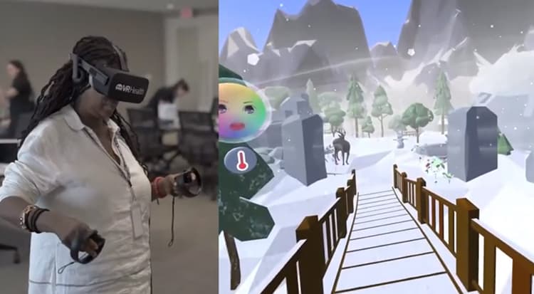 Woman uses VR app to treat hot flashes.