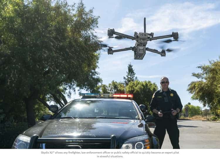 Cop uses a drone.