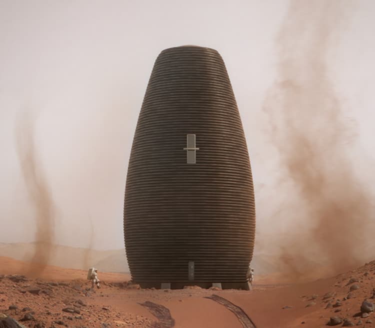 Illustration of 3D-printed building on Mars.