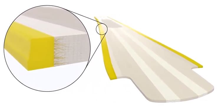 The "algal wall" around the ski's core binds to the material without adhesive. 