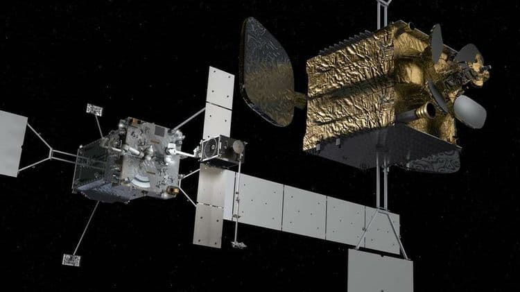 The Mission Robotic Vehicle, shown with DARPA's RSGS Robotic Payload, is pioneering robotic servicing of satellites.