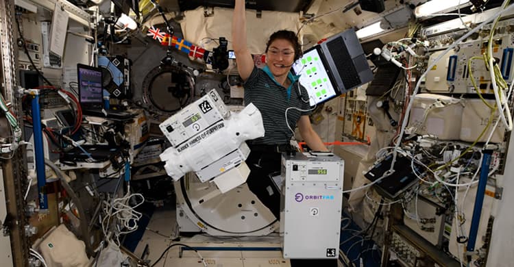 Equipment from Orbit Fab being tested on the ISS.