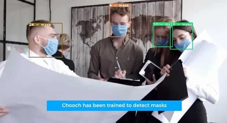 People wear facial masks.