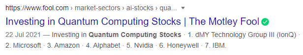 A bad Foolish list of quantum computing stocks
