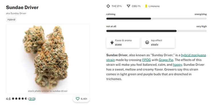 Profile of a strain of weed.