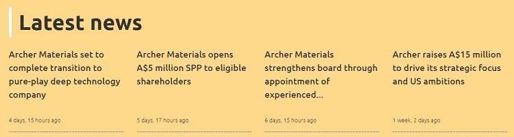 Just some of the latest news paid for by Archer. Credit: Proactive Investors