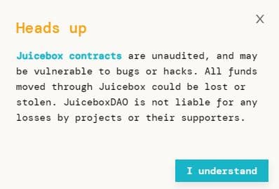 Juicebox contract disclaimer