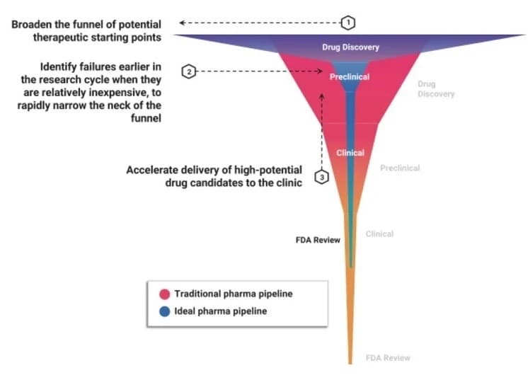 Recursion Pharmaceuticals' drug discovery process funnel