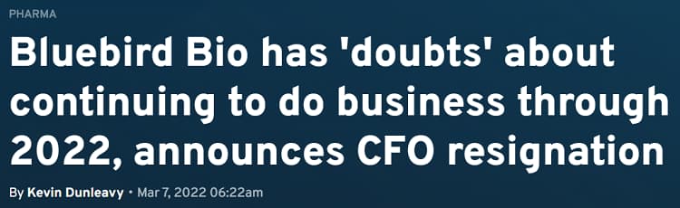 Article headline about Bluebird Bio
