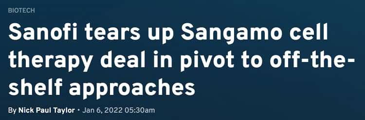 Article headline about Sangamo
