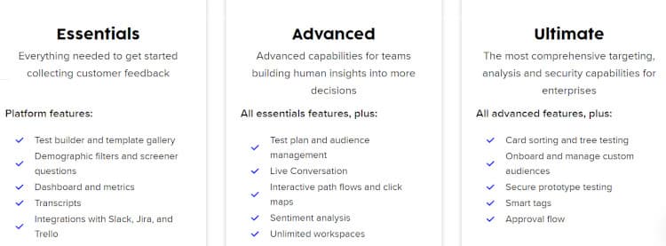 UserTesting offers different subscription plans.
