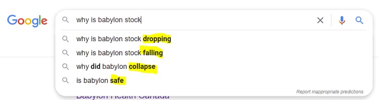 Google searches regarding a given stock and you'll find that their questions always relate to some unknown calamity. 